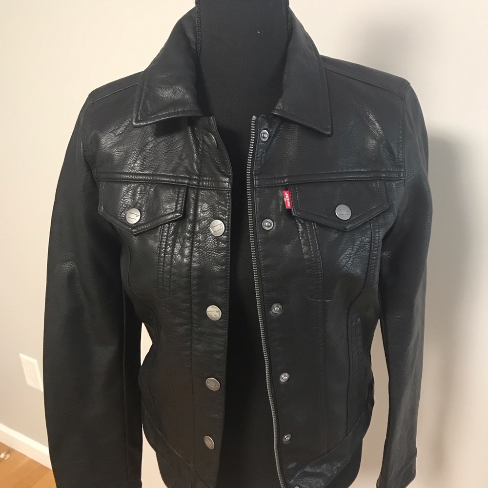 Levi's Black Faux Leather Jacket with Silver Accents